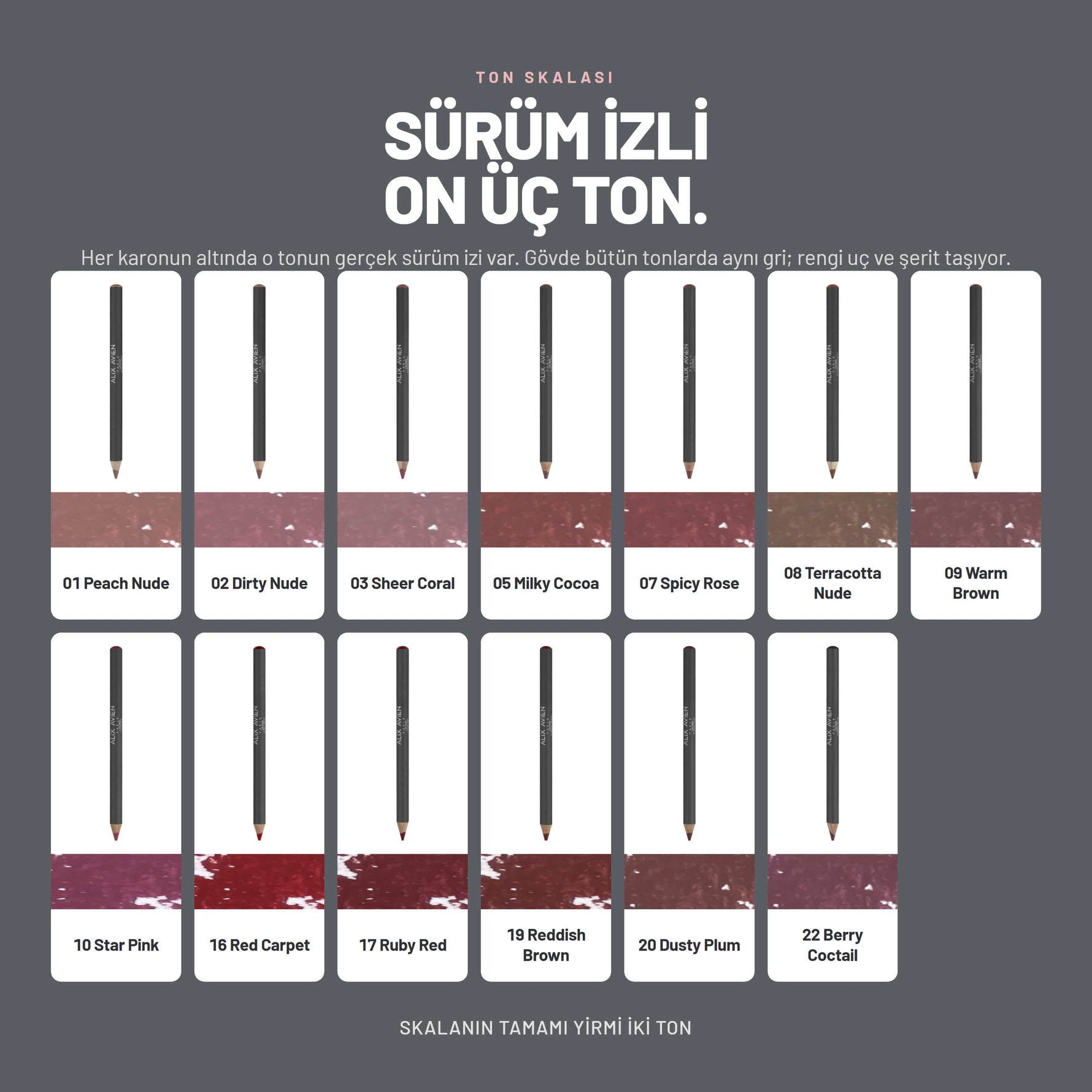 Lipliner Pencil - Suya Dayanıklı Yoğun Pigmentli Dudak Kalemi | Alix Avien