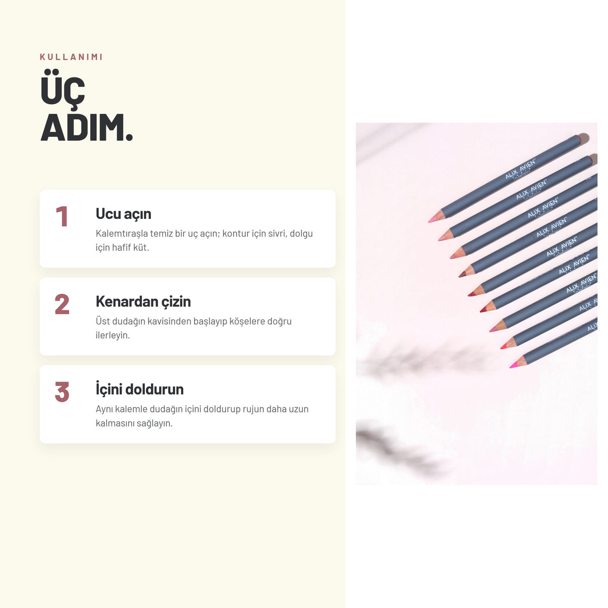 Lipliner Pencil - Suya Dayanıklı Yoğun Pigmentli Dudak Kalemi | Alix Avien