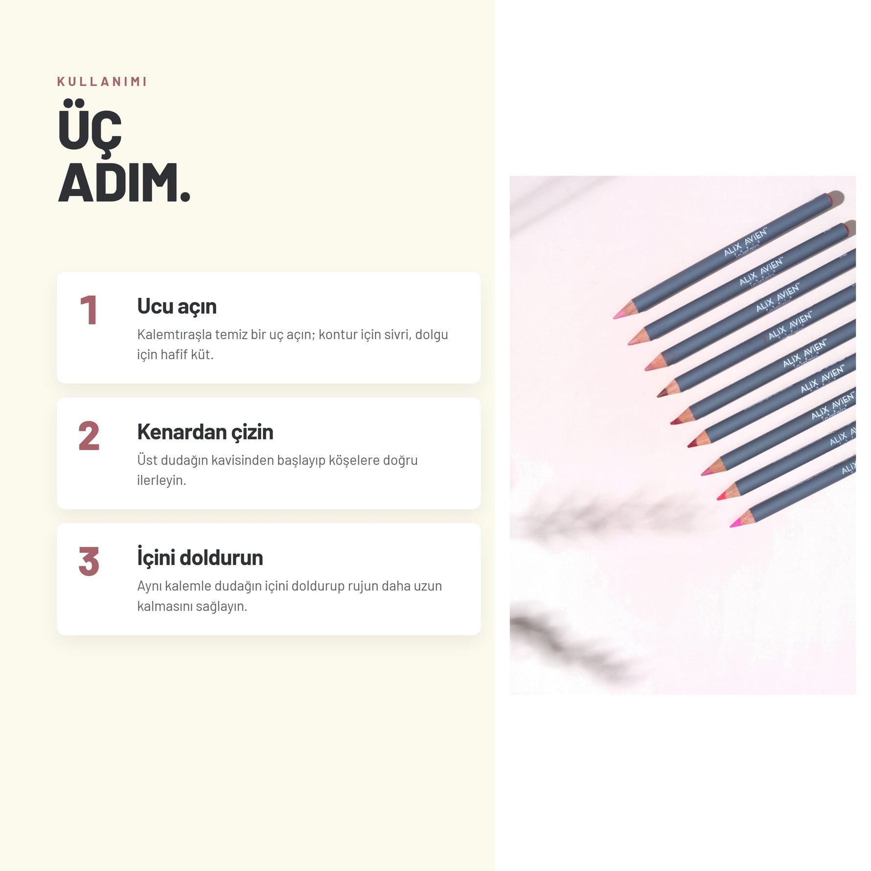 Lipliner Pencil - Suya Dayanıklı Yoğun Pigmentli Dudak Kalemi | Alix Avien