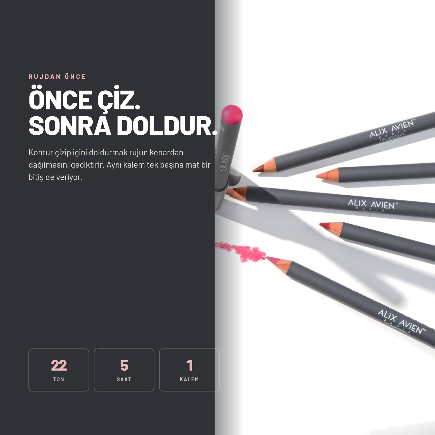 Lipliner Pencil - Suya Dayanıklı Yoğun Pigmentli Dudak Kalemi | Alix Avien