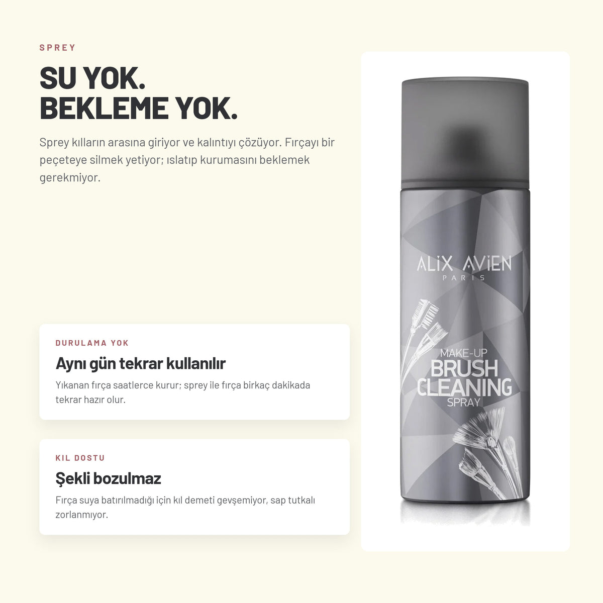 Makyaj Fırçası Temizleme Spreyi - Saniyede Arınır | Alix Avien