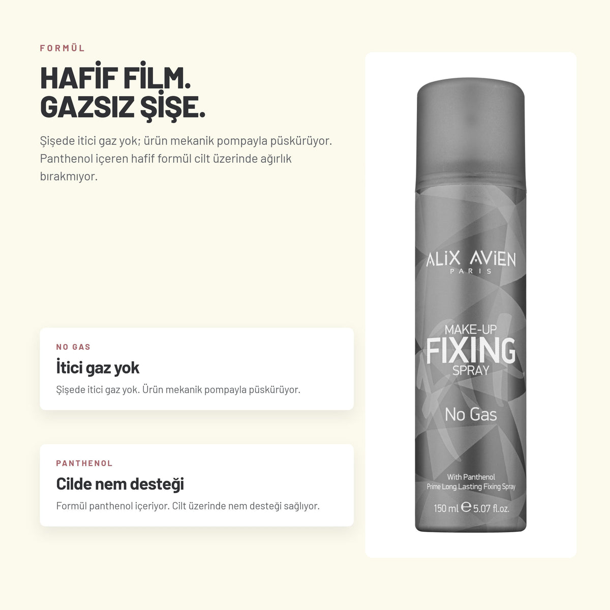 Makeup Fixing Spray No Gas makyaj sabitleyici sprey formül ve doku özellikleri