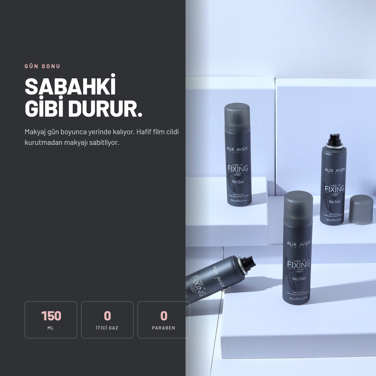 Makeup Fixing Spray No Gas makyaj sabitleyici sprey günlük kullanımda
