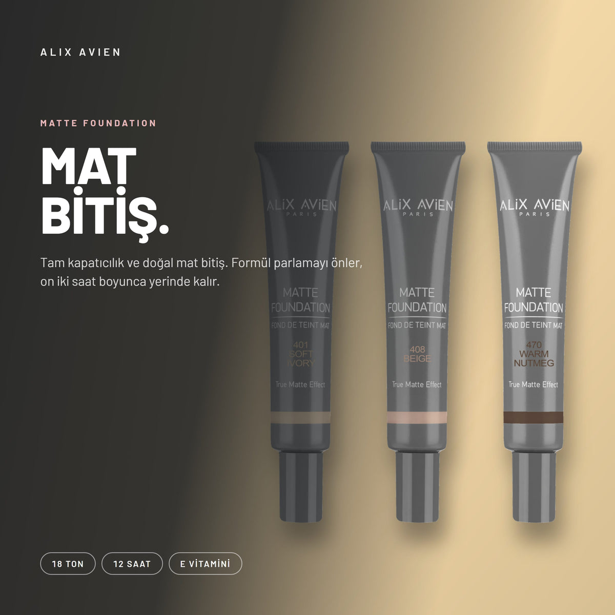 Matte Foundation - Doğal Bitişli Mat Fondöten | Alix Avien