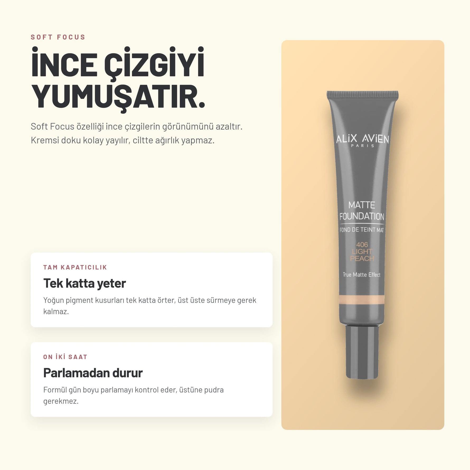 Matte Foundation - Doğal Bitişli Mat Fondöten | Alix Avien