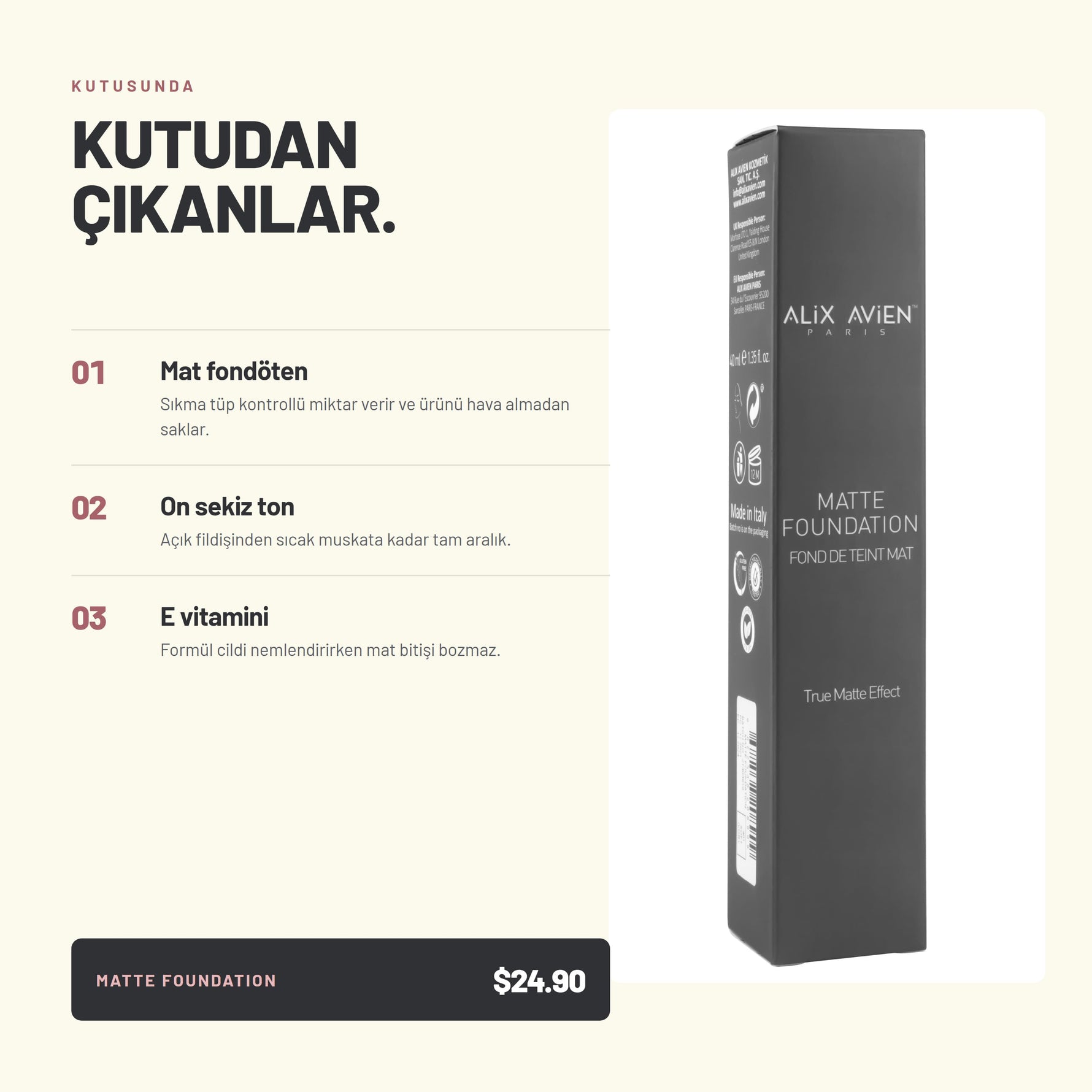 Matte Foundation - Doğal Bitişli Mat Fondöten | Alix Avien