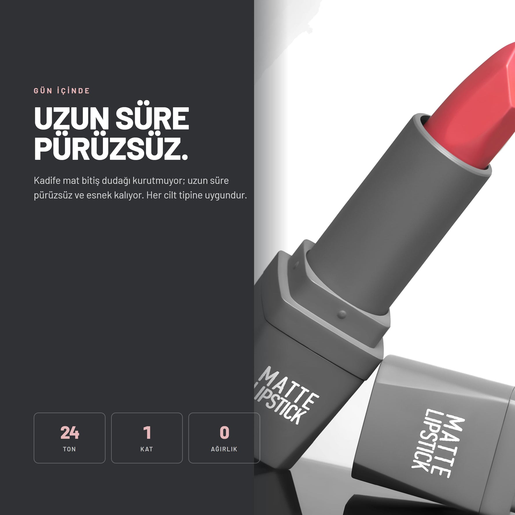 Matte Lipstick - Nemlendirici Mat Ruj | Alix Avien