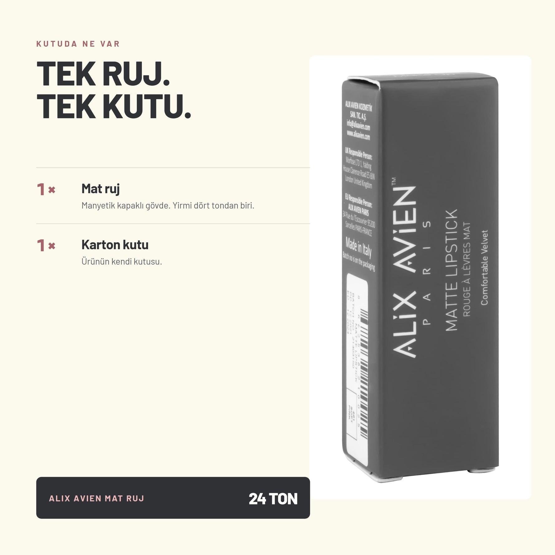 Matte Lipstick - Nemlendirici Mat Ruj | Alix Avien