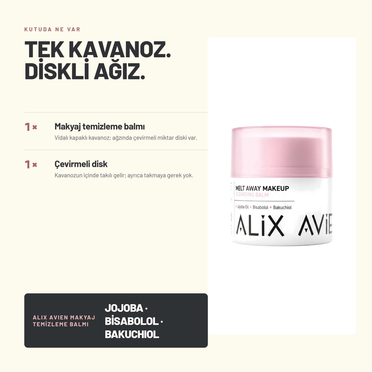 Makeup Cleansing Balm - Eriyebilen Besleyici Makyaj Temizleme Balmı | Alix Avien 