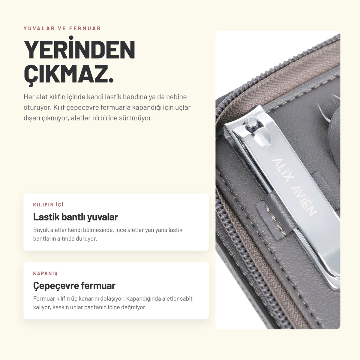 Mini Travel Manicure Set - Küçük Seyahat Boy Çantalı 7'li Manikür Seti | Alix Avien 