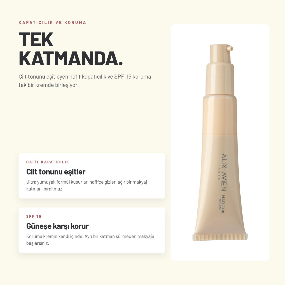 Yoğun Nemlendiricili SPF15 BB Krem | Natlook BB Cream