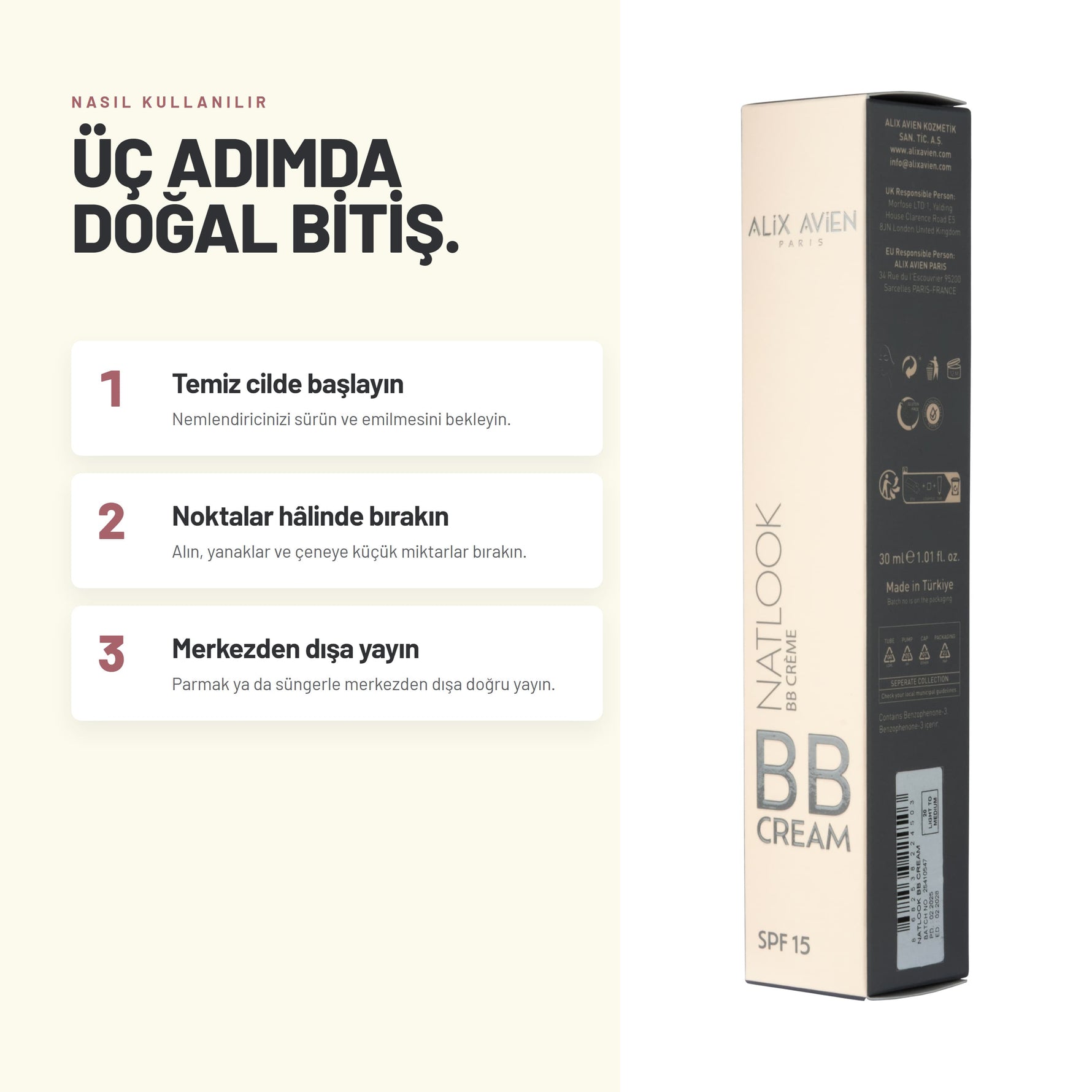 Yoğun Nemlendiricili SPF15 BB Krem | Natlook BB Cream