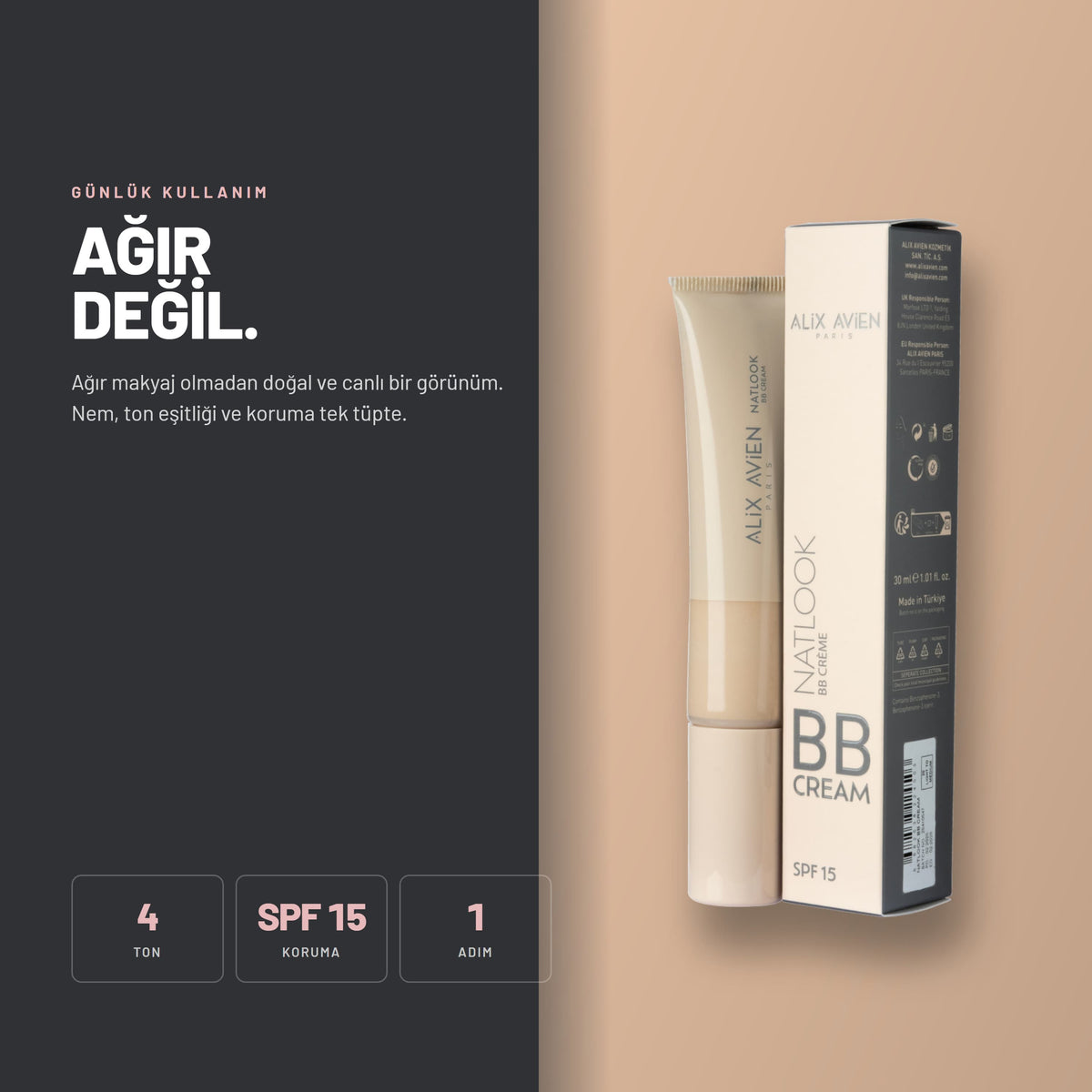 Yoğun Nemlendiricili SPF15 BB Krem | Natlook BB Cream