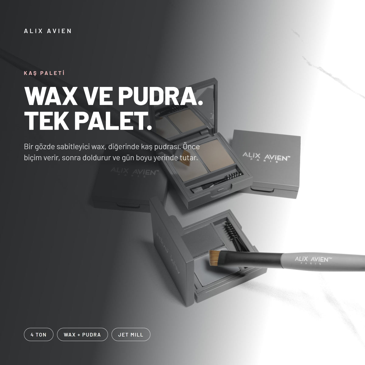 Fix Brow Palette - Belirginleştirici Kaş Pudrası ve Vaks Paleti | Alix Avien