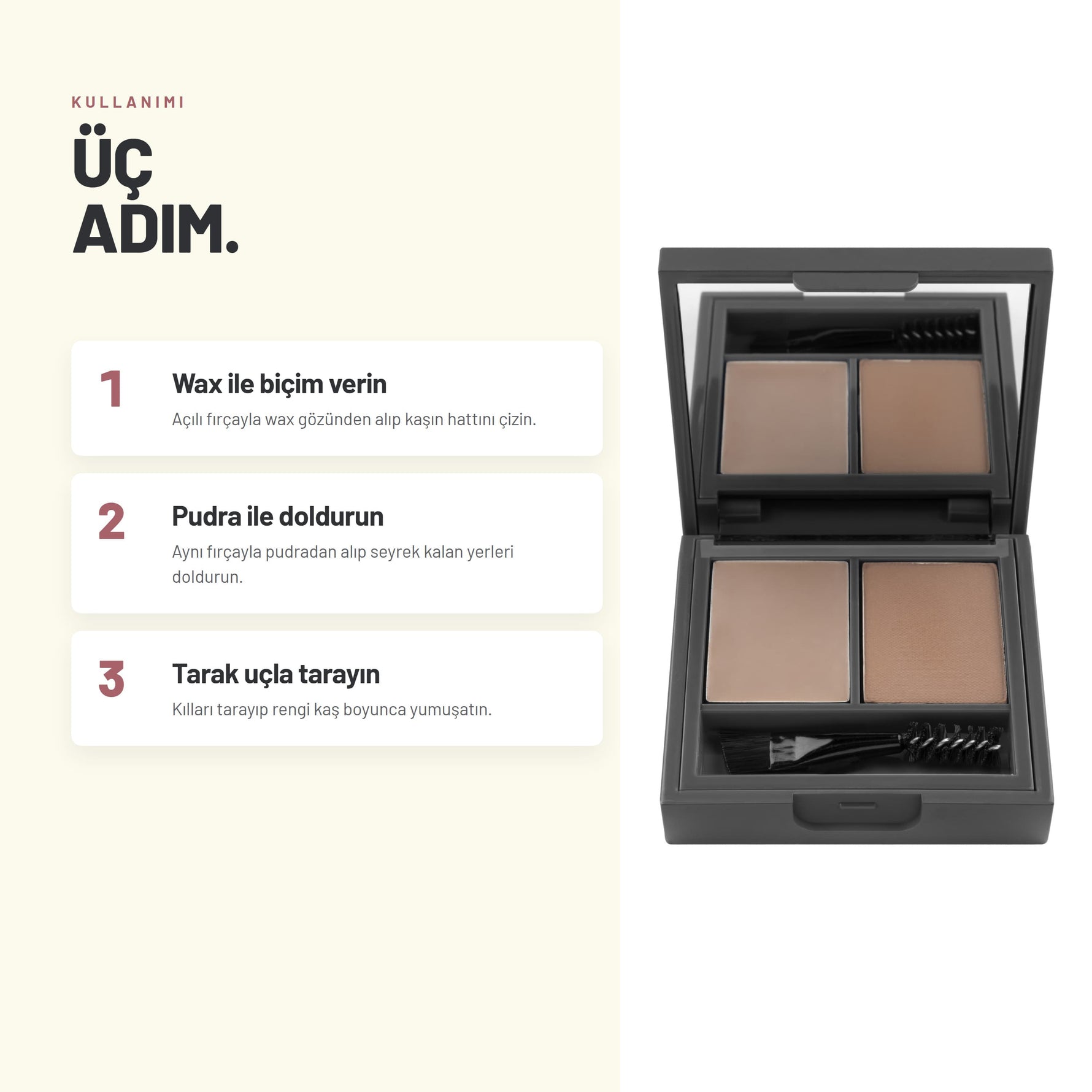 Fix Brow Palette - Belirginleştirici Kaş Pudrası ve Vaks Paleti | Alix Avien