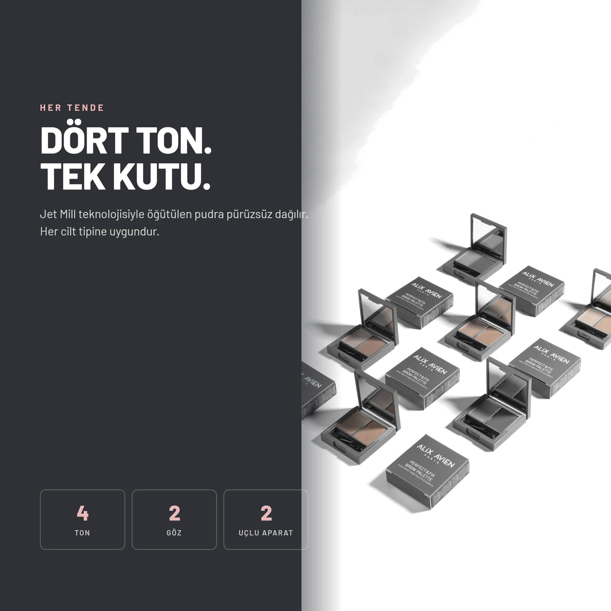 Fix Brow Palette - Belirginleştirici Kaş Pudrası ve Vaks Paleti | Alix Avien