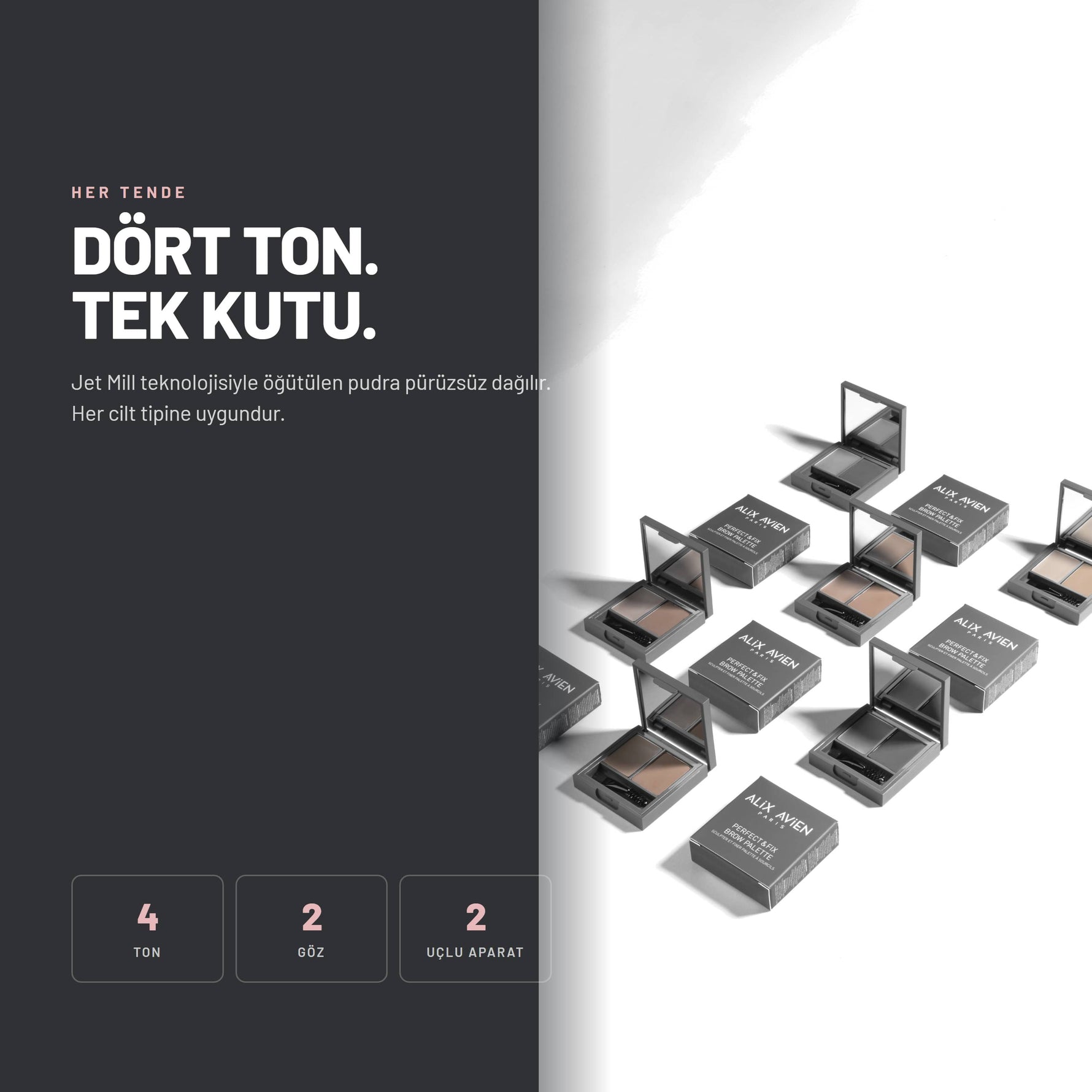 Fix Brow Palette - Belirginleştirici Kaş Pudrası ve Vaks Paleti | Alix Avien