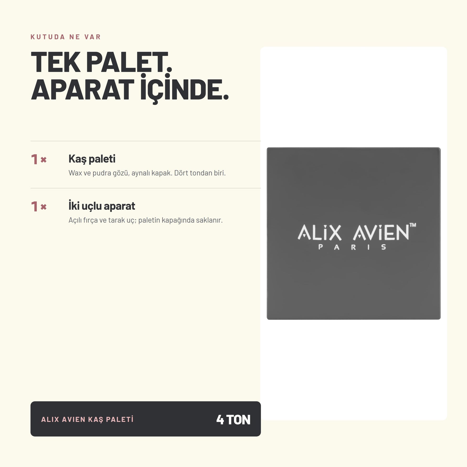 Fix Brow Palette - Belirginleştirici Kaş Pudrası ve Vaks Paleti | Alix Avien