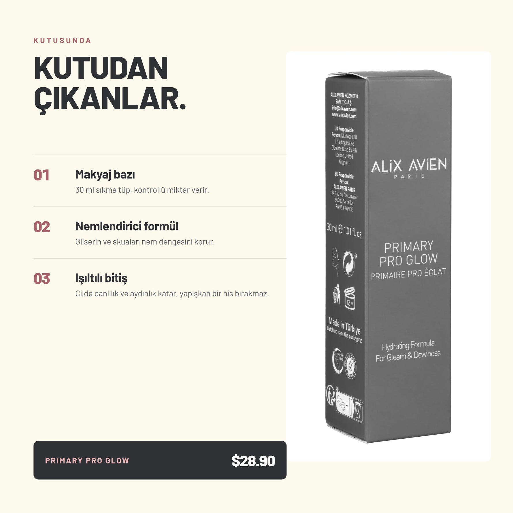 Primary Pro Glow - Işıltı Veren Nemlendirici Makyaj Bazı | Alix Avien