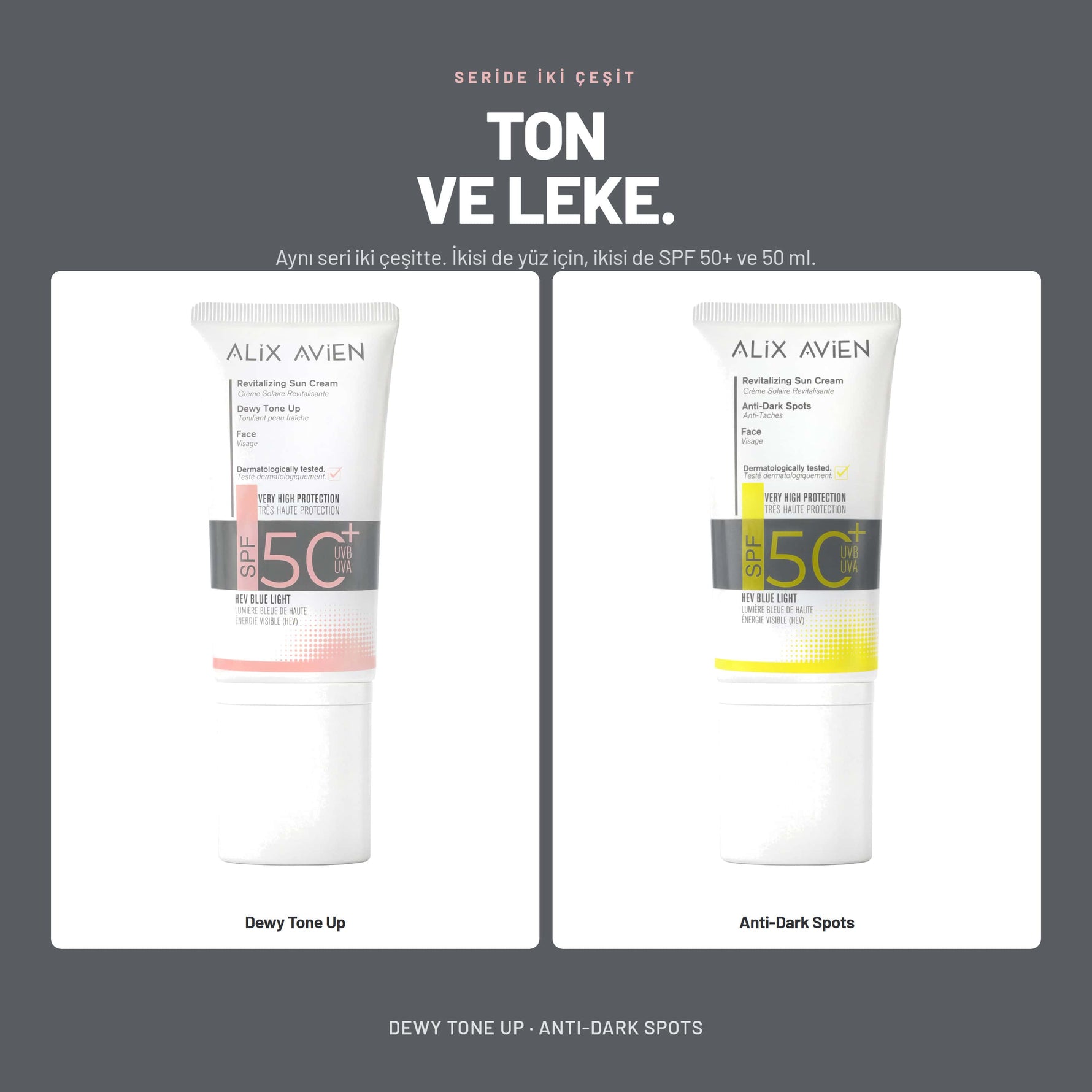 Revitalizing Sun Cream Dewy Tone Up - Aydınlık Görünüm SPF50+ Güneş Kremi | Alix Avien 