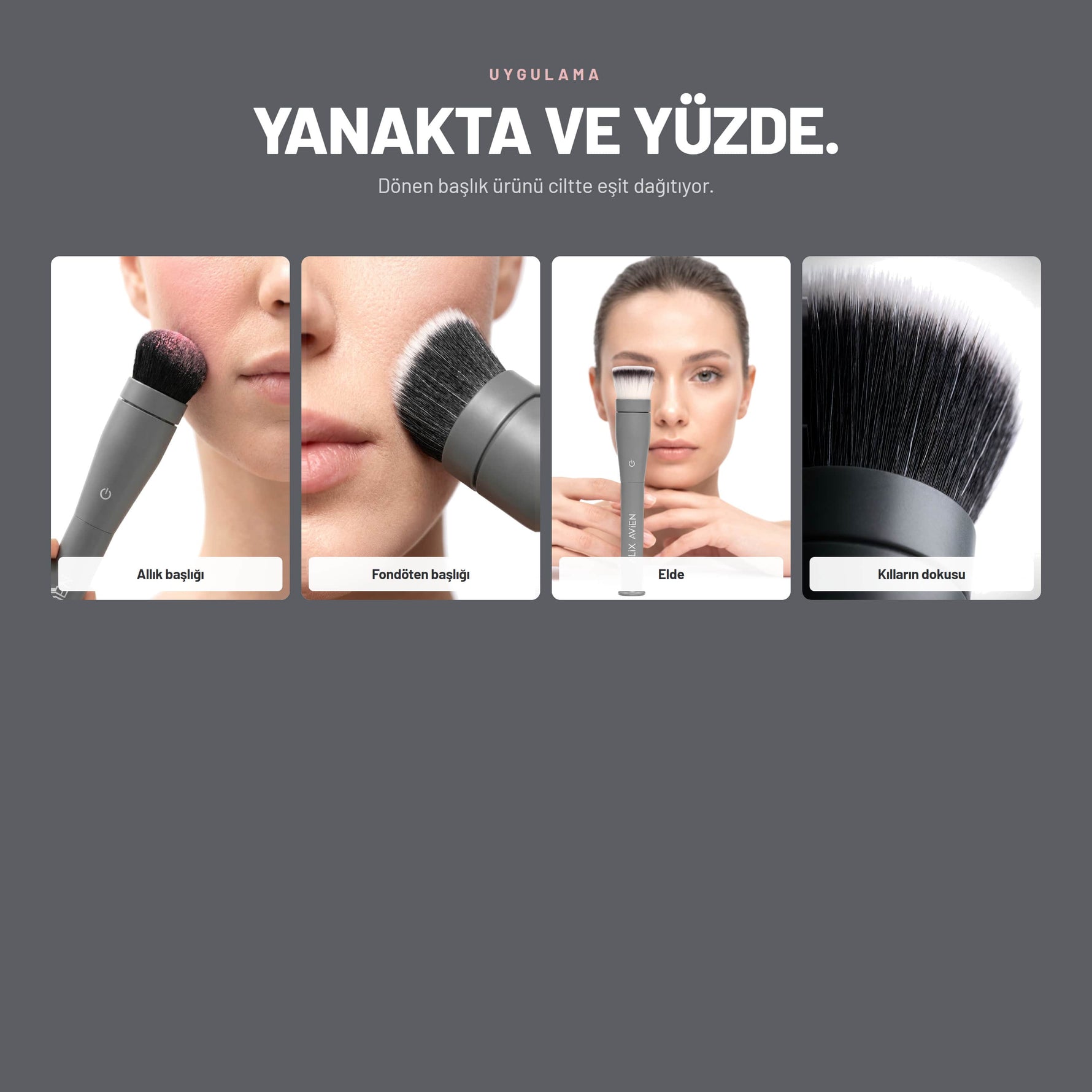 Magnetic Makeup Brush - Çok Amaçlı Döner Başlıklı Pilli Makyaj Fırçası | Alix Avien 