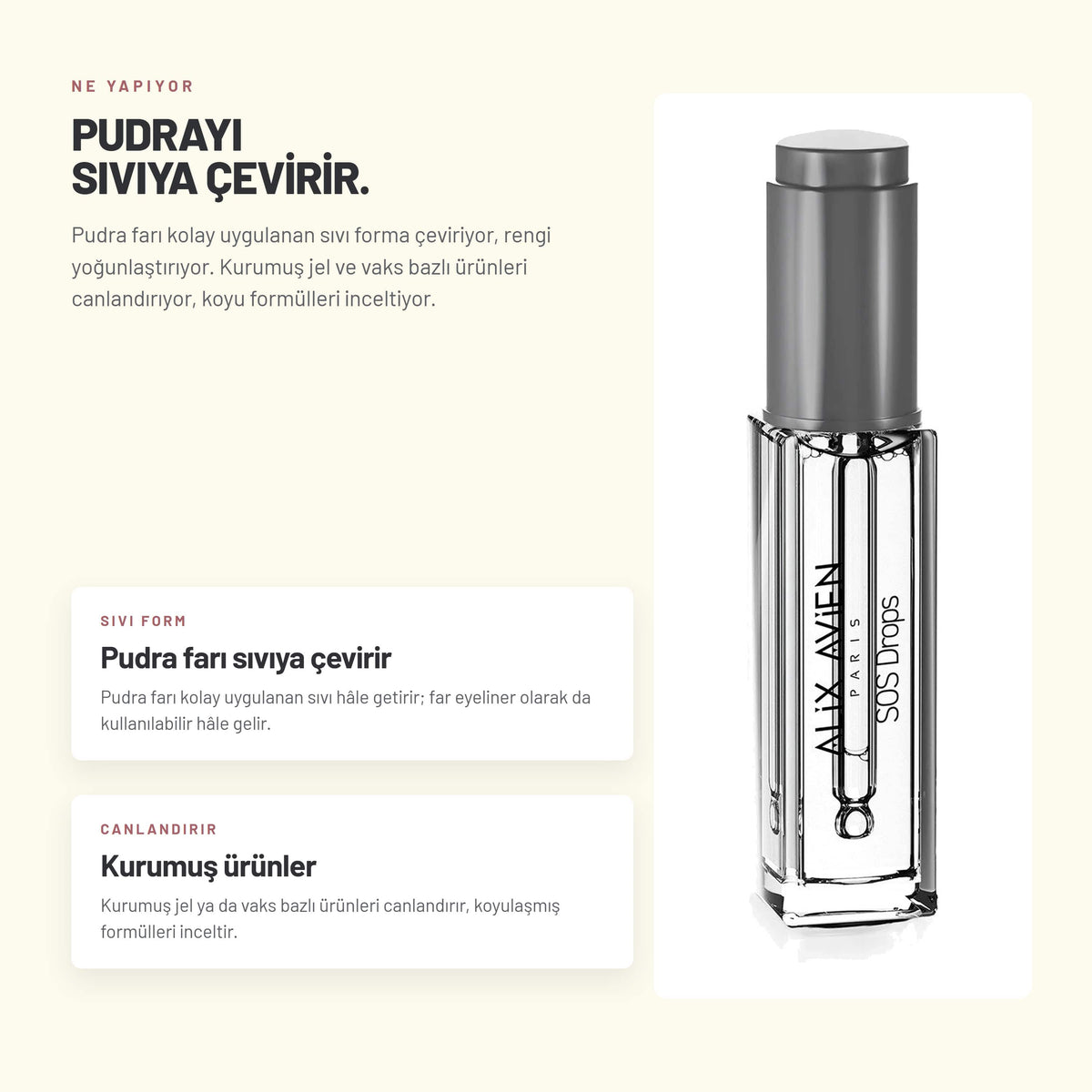 Çok Amaçlı Makyaj Karıştırma Sıvısı - SOS Drops  | Alix Avien