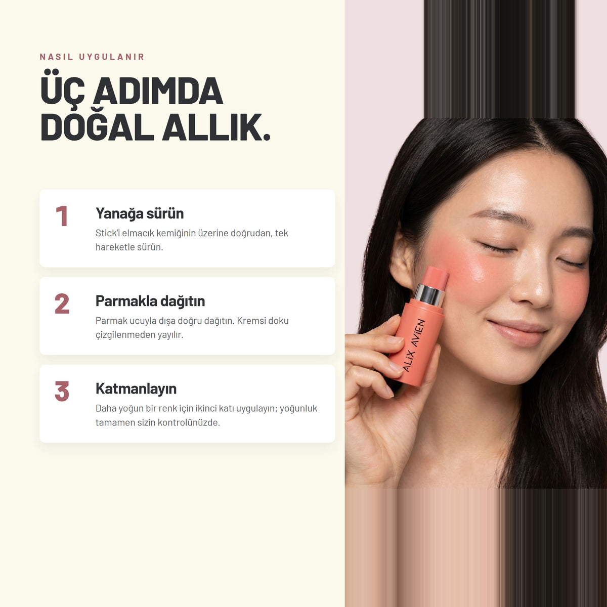 Stick Blush - Nemlendirici Saten Bitişli Stick Allık | Alix Avien 