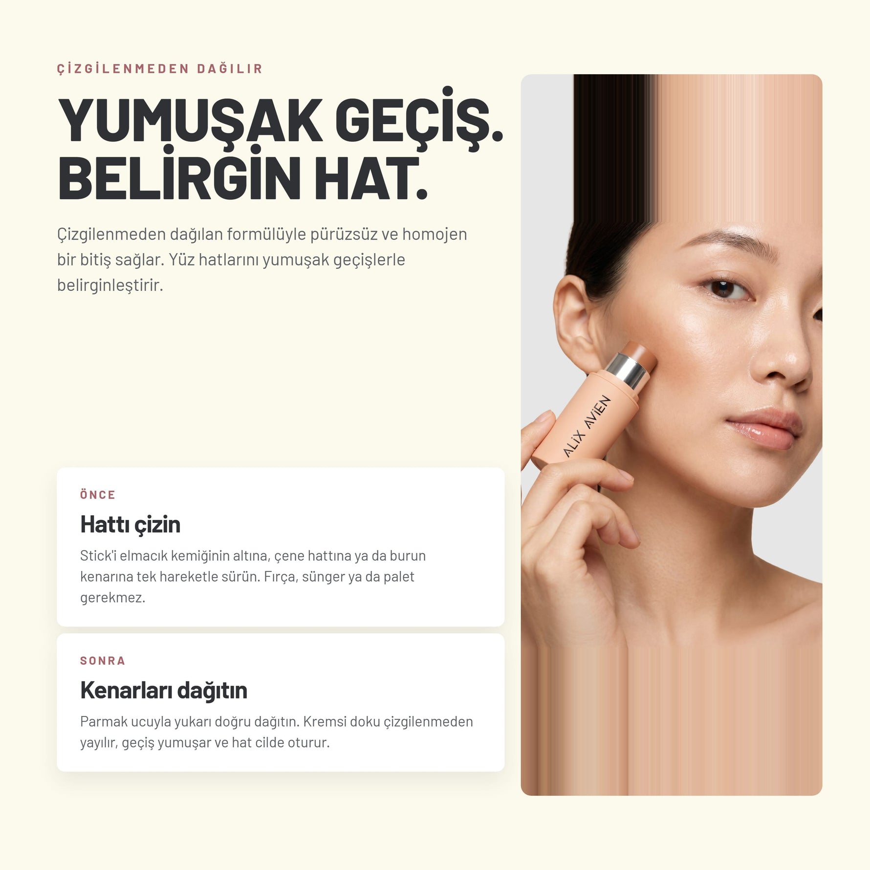 Stick Contour - Kremsi Dokulu Nemlendirici Stick Kontür | Alix Avien 
