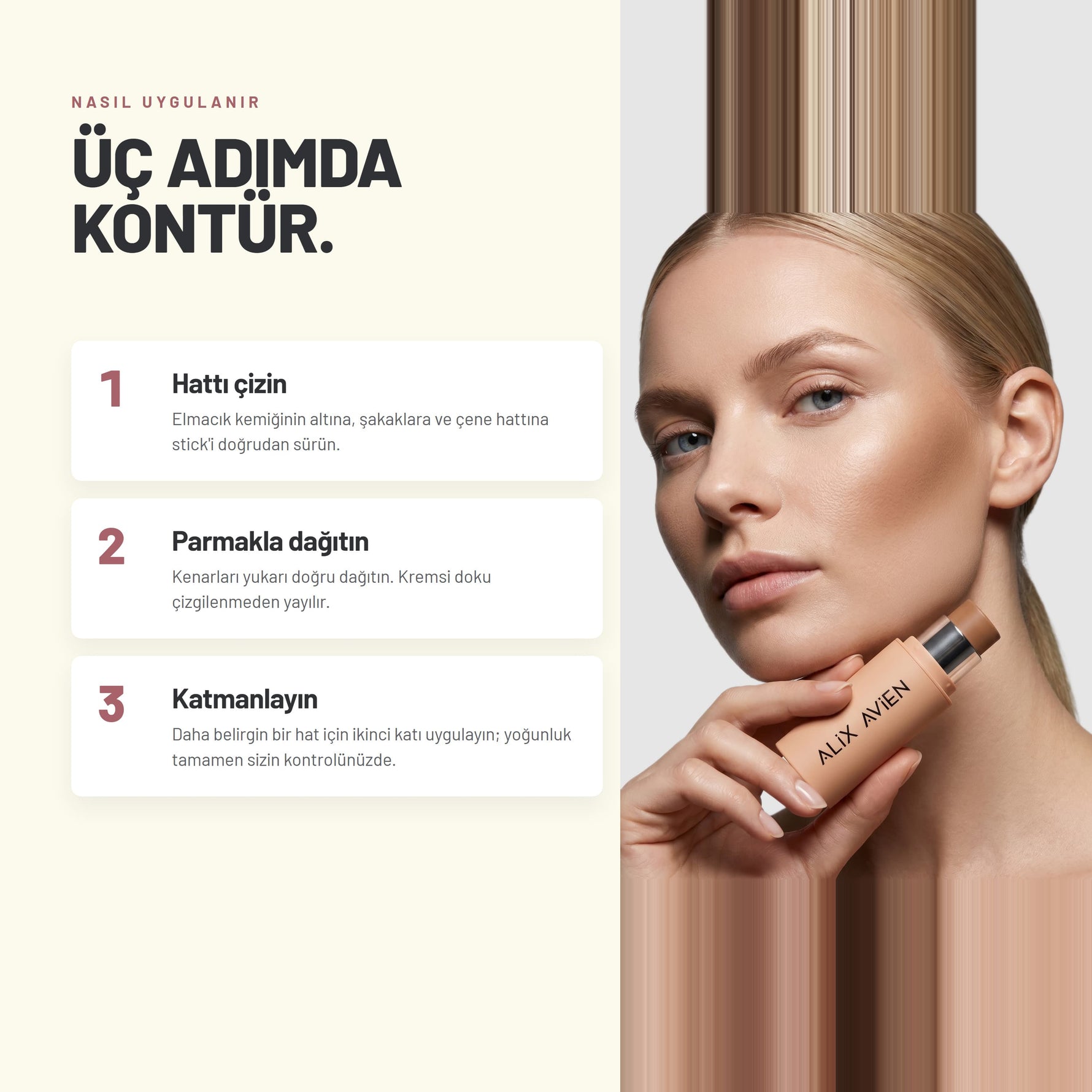 Stick Contour - Kremsi Dokulu Nemlendirici Stick Kontür | Alix Avien 