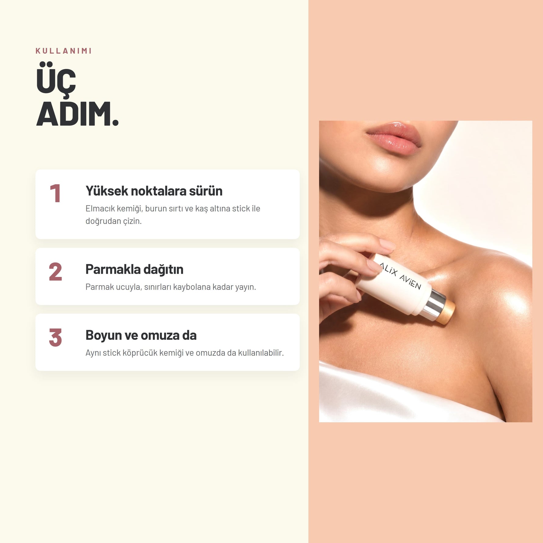 Stick Higlighter - Parlak Işıltılı Nemlendirici Krem Stick Aydınlatıcı | Alix Avien 