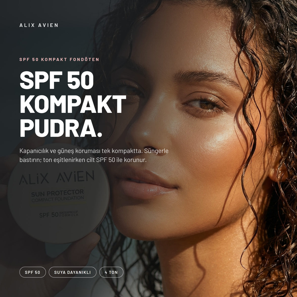 Compact Foundation - SPF 50 Korumalı Kompakt Fondöten | Alix Avien