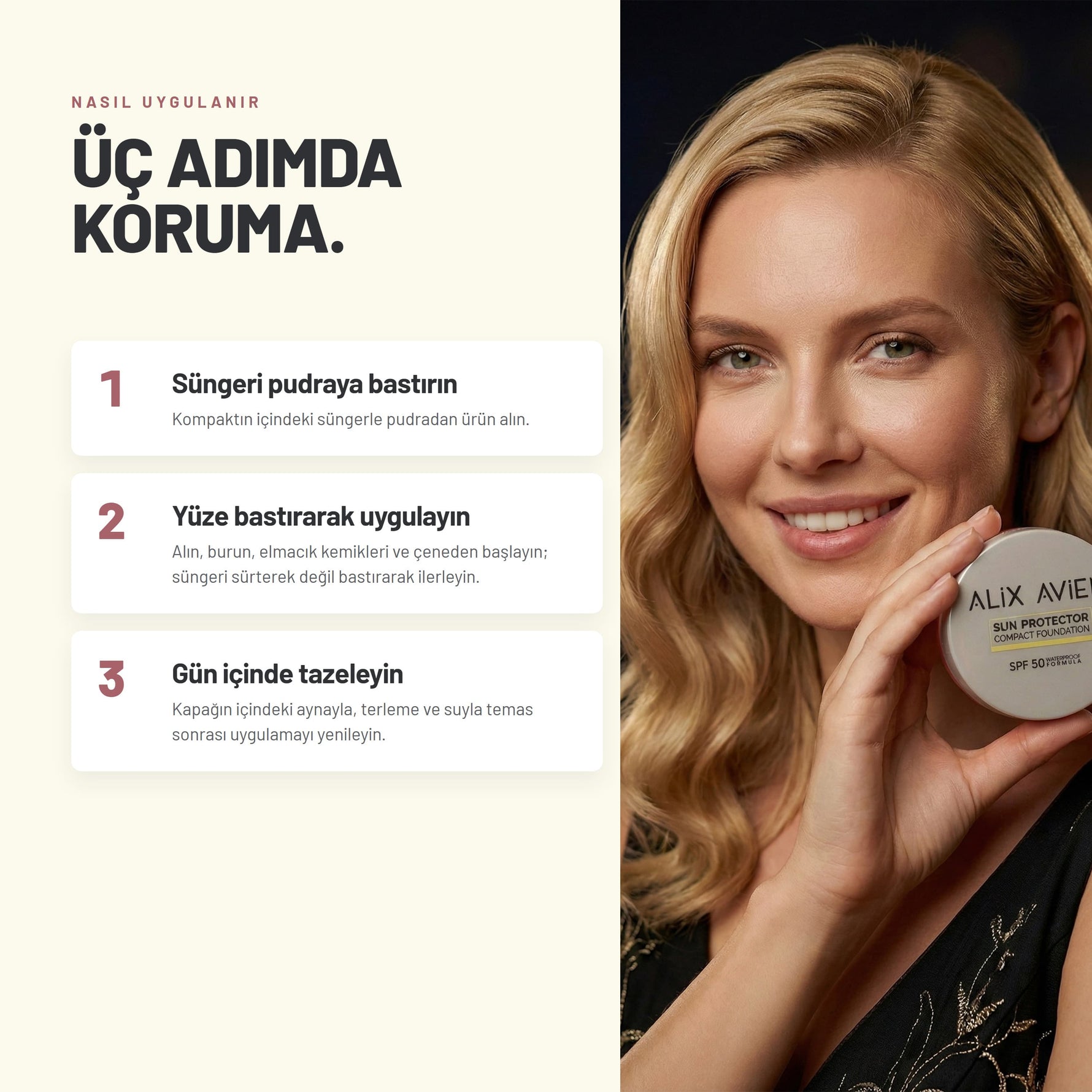 Compact Foundation - SPF 50 Korumalı Kompakt Fondöten | Alix Avien