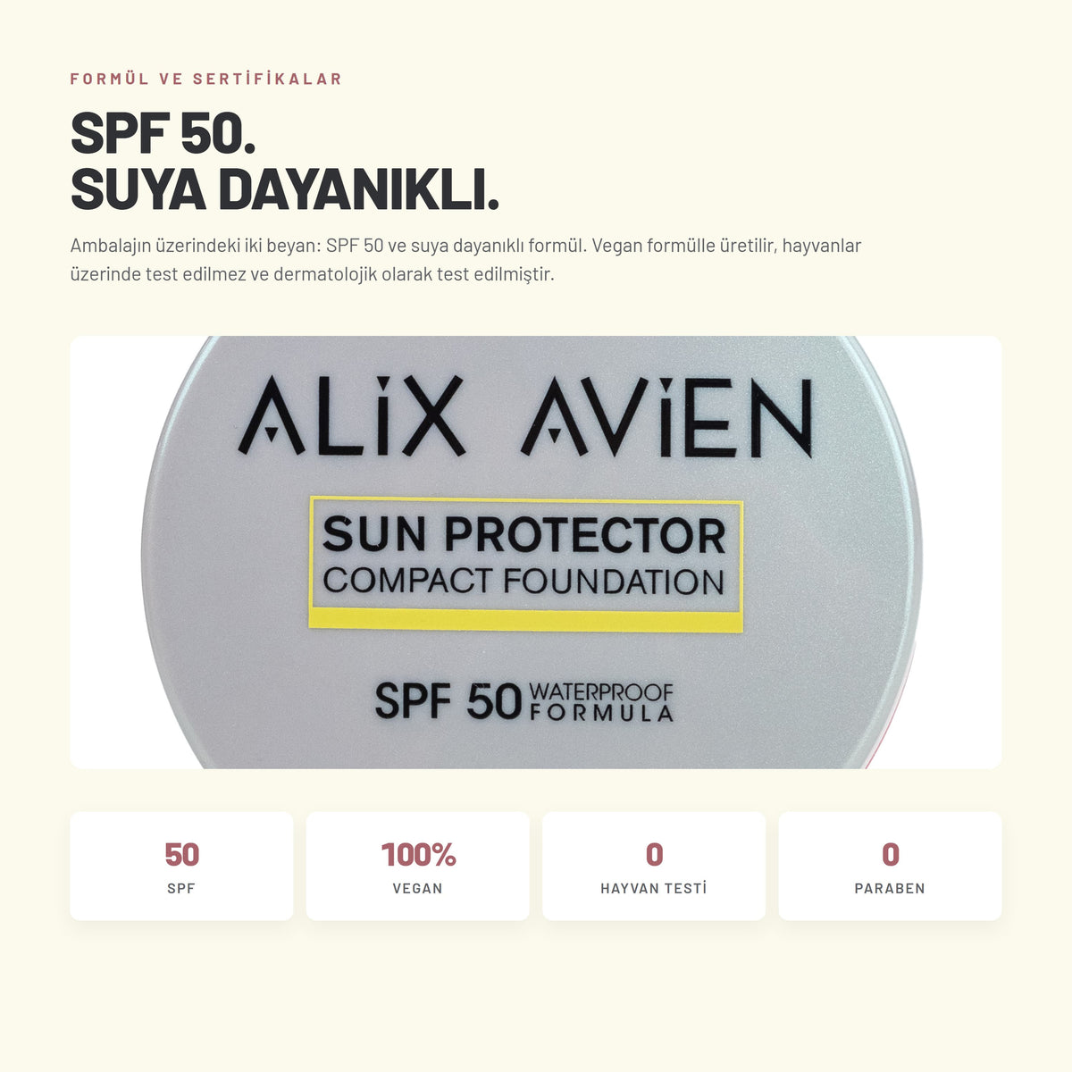 Compact Foundation - SPF 50 Korumalı Kompakt Fondöten | Alix Avien