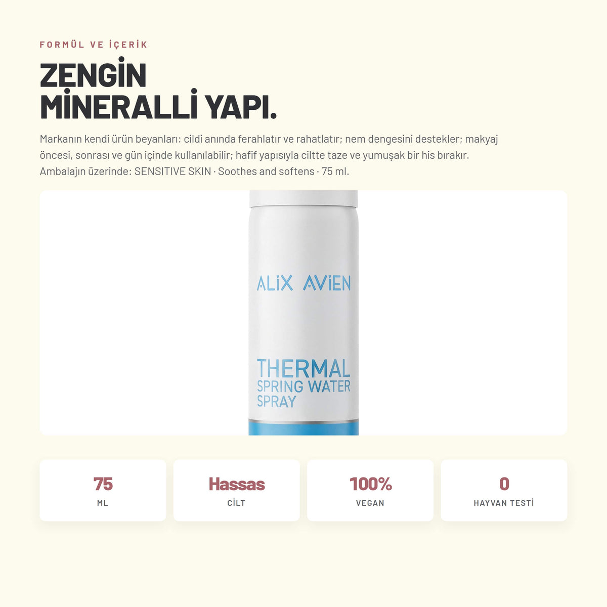 Ferahlatıcı Minerals İçerikli Termal Su Yüz Spreyi 75 ML | Alix Avien