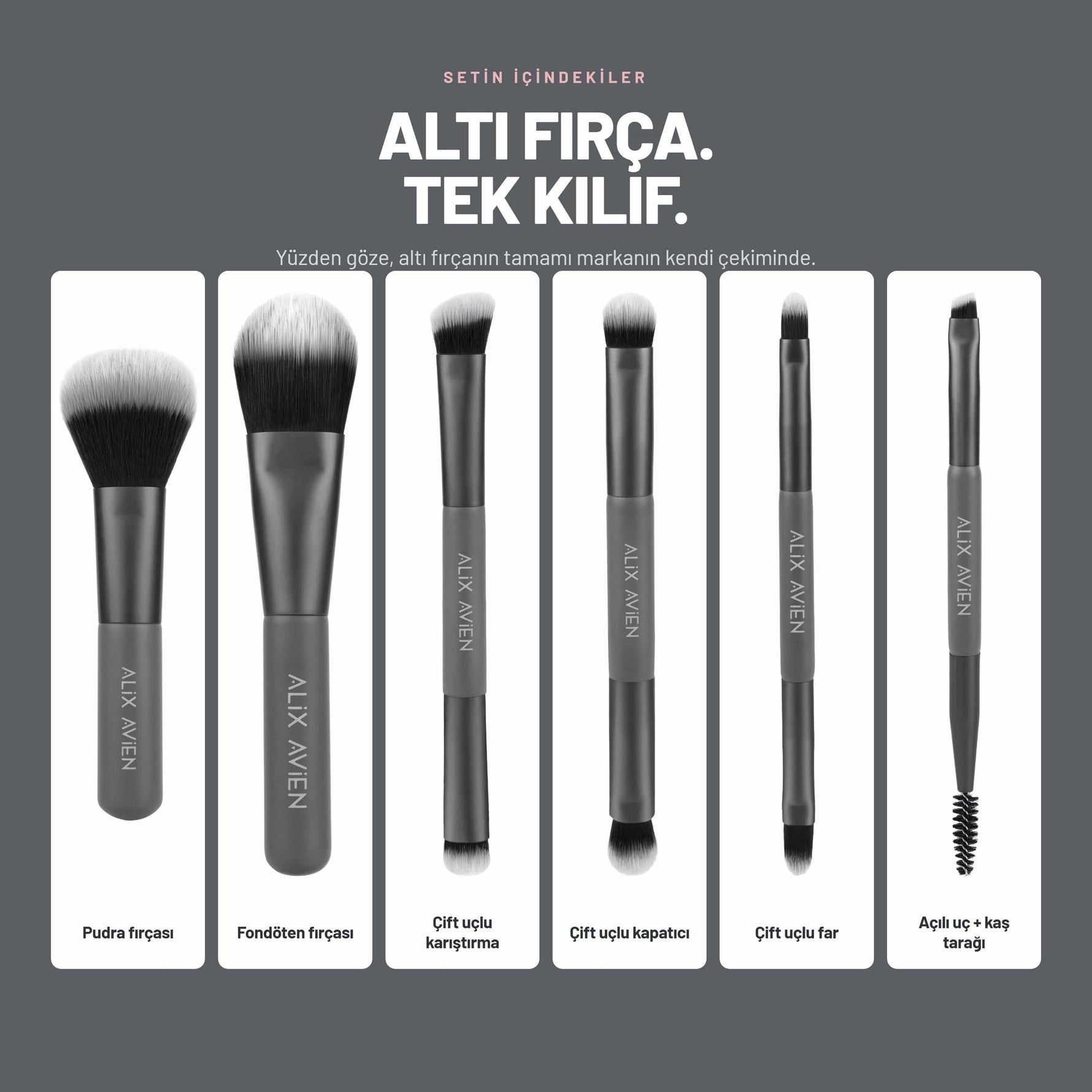 Alix Avien Mini Travel Makeup Brush Set seçenek tablosu: 6 seçenek