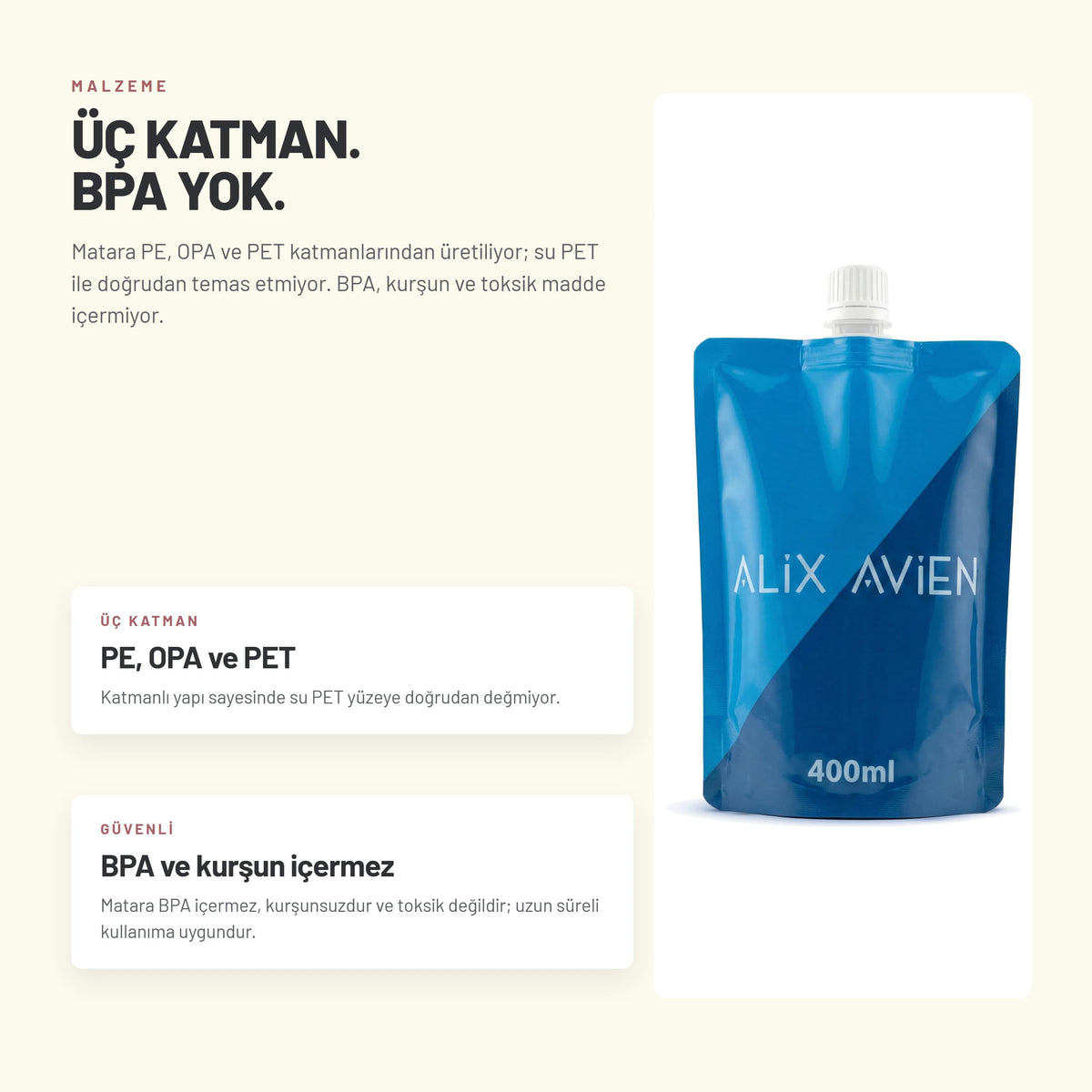 Su Matarası 400 ml - Hijyenik Poşet Su | Alix Avien