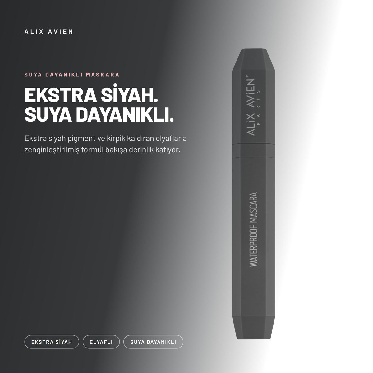 Suya Dayanıklı Maskara - Hacim Veren Siyah | Alix Avien