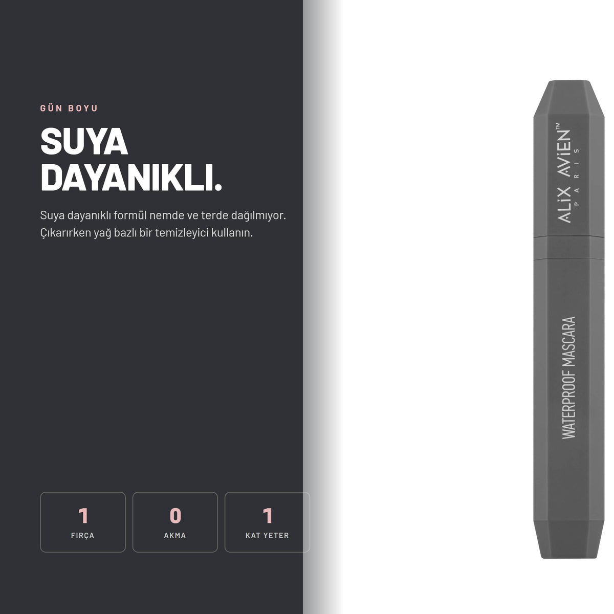 Suya Dayanıklı Maskara - Hacim Veren Siyah | Alix Avien