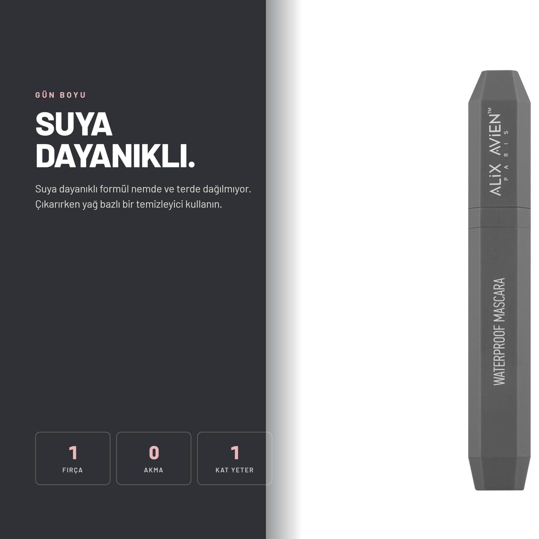 Suya Dayanıklı Maskara - Hacim Veren Siyah | Alix Avien